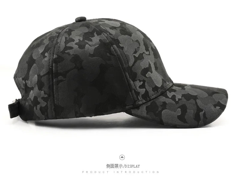 Leather Suede PU Camouflage Baseball Cap Men and Women Autumn Winter Hip Hop Adjustable Outdoor Snapback Hat