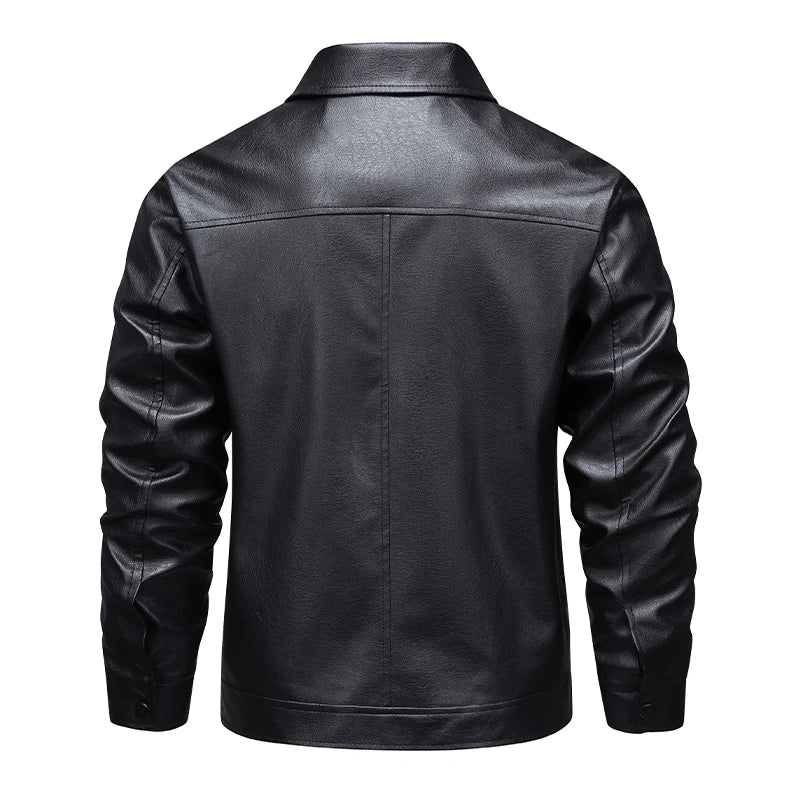 Men Faux Leather Jacket Autumn Winter Biker Jackets Fashion Black Motorcycle Leather Coat Outwear Casual Streetwear Windbreaker