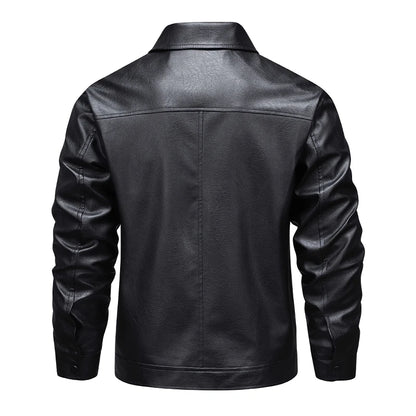 Men Faux Leather Jacket Autumn Winter Biker Jackets Fashion Black Motorcycle Leather Coat Outwear Casual Streetwear Windbreaker