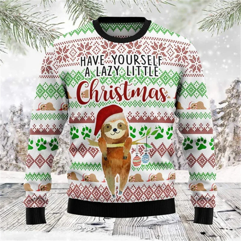 Funny 3D Christmas Swaeter Gift Santa Claus Patterned Ugly Sweater Jerseys And Sweaters Blouses For Men Women Pullover Hoodie