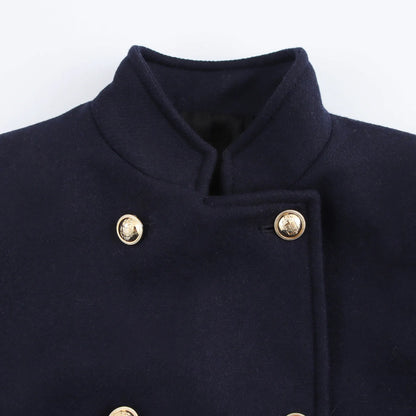 Winter Coat For Women 2024 Solid Lapel Double Breasted Long Cardigan Top Female Pokcet Streetwear Woman New In OuterCoat