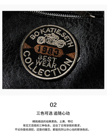 Men's Leather Jacket 2024 Autumn Winter New Plush Loose Outdoor Travel Motorcycle Coat Men Fashionable Trendy Leather Clothing