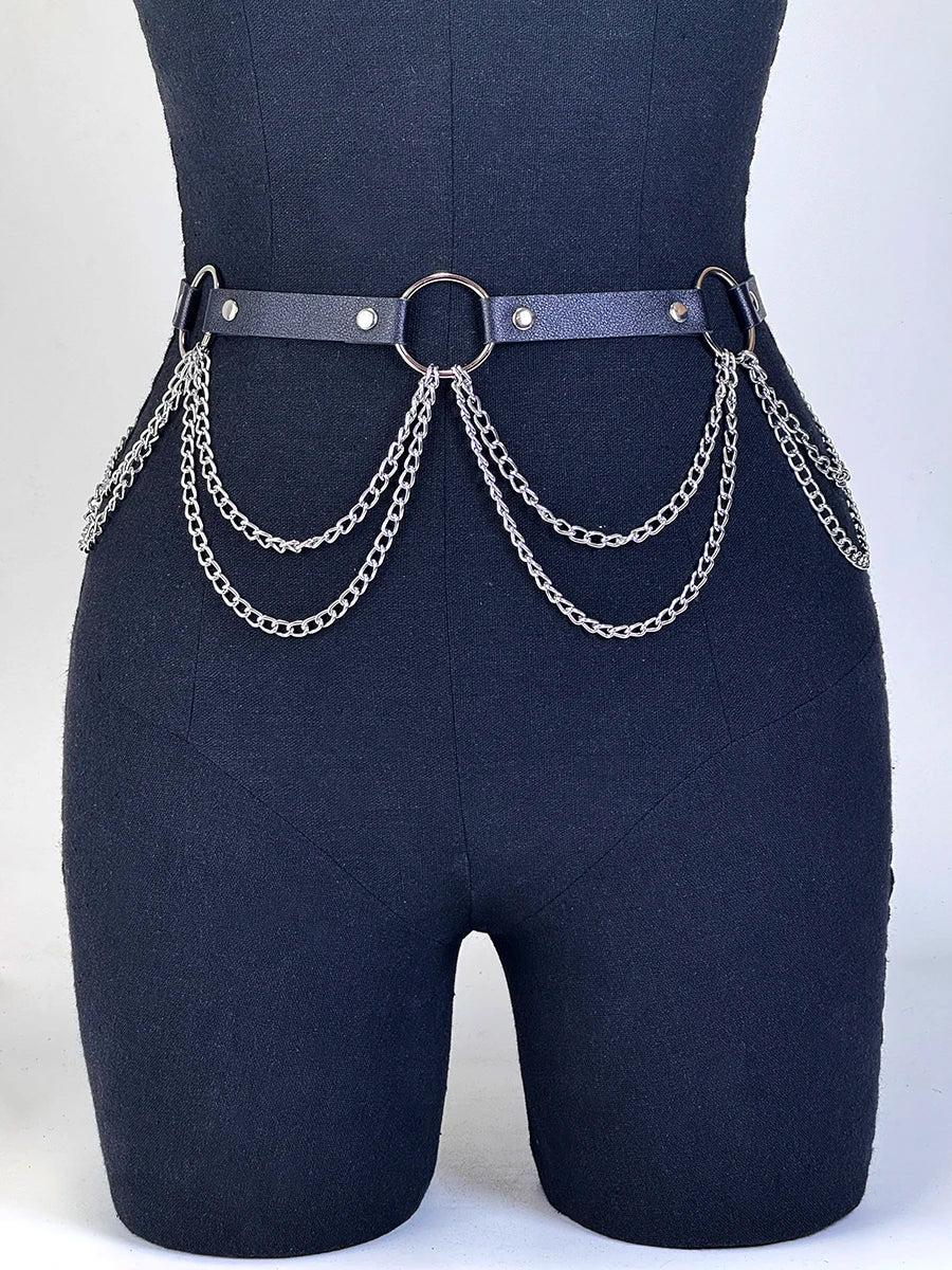  Women Fashion Waistband Accessory Leisure Punk Gothic Clothing Jewelry Belt Sexy Leather Harness Belt Waist Chain Harness