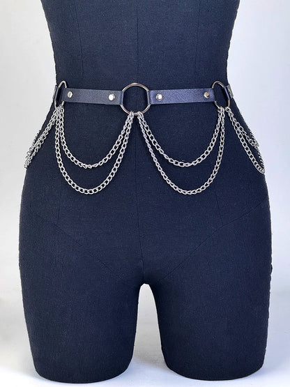  Women Fashion Waistband Accessory Leisure Punk Gothic Clothing Jewelry Belt Sexy Leather Harness Belt Waist Chain Harness