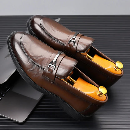 fashionMen's Slip-On Business Loafers High Quality Leather Shoes Gentleman Outdoor Shoes Office Shoes Leisure Ripe-Young