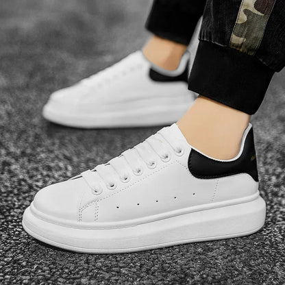 White Leather Men Casual Shoes Platform Outdoor Mens Walking Running Sneakers Breathable Board Shoes Women Tennis Sport Shoes