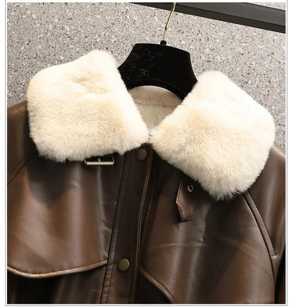 Leather Jacket Women 2022 New Autumn Winter Leather Jackets Female Overcoat Fashion Slim Thicken Warm Parka Outerwear