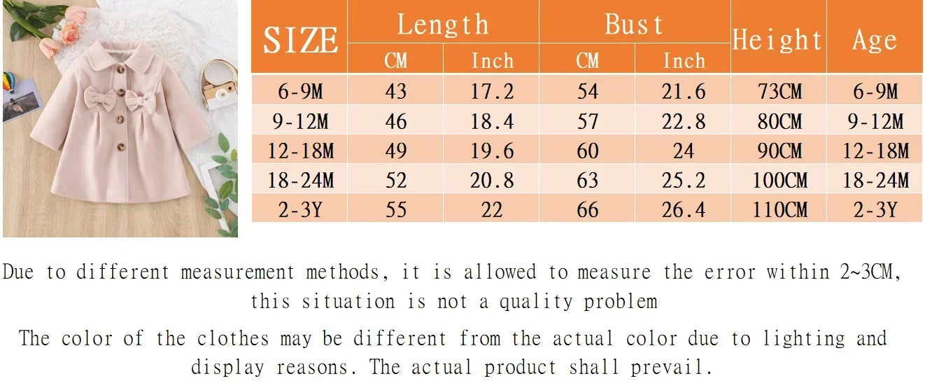 Winter New Girls Sweater Coat Solid Color Bow Trench Coat Coat All Fashion Warm Coat Button Long Thick Coat