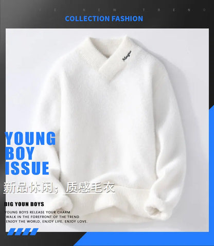 Sweaters men 2025 winter korean style mens warm sweater V-neck men sweaters autumn Men's wool pullovers men full size M-XXXL