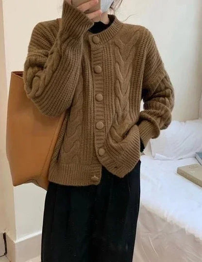 Ladies Sweaters Winter Button Kawaii Knitted Top For Women Yellow Cute Cardigan Designer Y2k Fashion Korea Korean Luxury Jumper