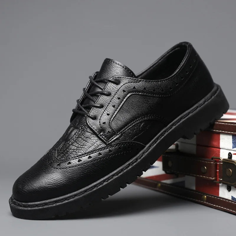 Leather Shoes for Men Luxury High Quality Brogue Shoes comfortable Soft Sole Men's Casual Shoes Lace Up Men Business Dress Shoe