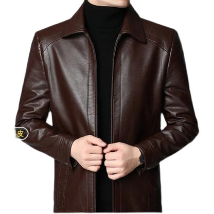 Warmth Thiened Real Leather Jaet Men's Casual Busin Sle eepskin Coat Dad Coat Loose Fit Winter Outerwear
