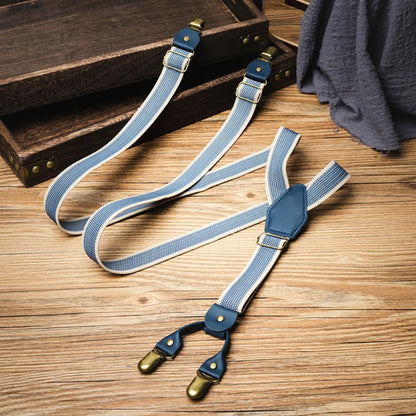 Casual Retro Suspenders for Men Metal Clip British Style Y-Type Suspenders Suit Accessories Anti-slip Stripe Suspender Clip Men