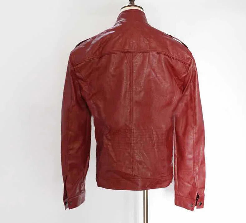 The new casual high-end fashion leather coat men sell European and American solid color handsome stand-up collar jacket
