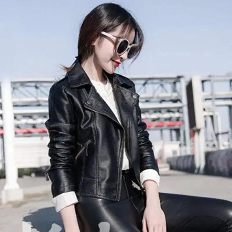 Coats Woman Spring Autumn Leather Jacket for Women New Products Korean Reviews Clothes High Quality Pretty Style Cheap Deals