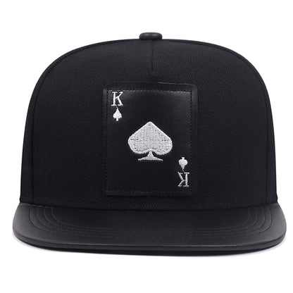 King Leather Playing Card Embroidered Baseball Caps Hip Hop Caps For Men Women Outdoor Sun Hat Unisex Adjustable Snapback Hats