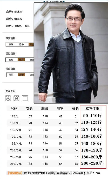 Natural Leather Jacket For Men Fur Thick Loose Plus Velvet Winter Black Leather Coats Male Sheepskin Coat Man With Fur Collar