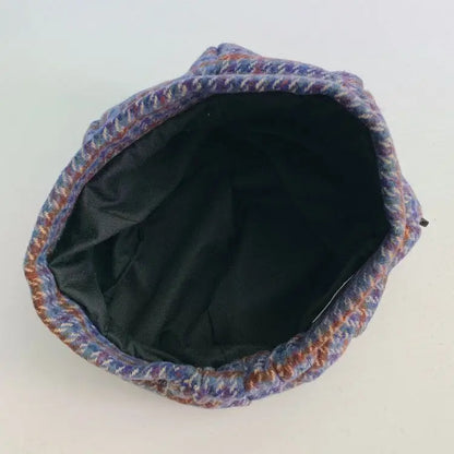 Kids Boys Girls PU Leather Hat 2024 New Arrival Children Princess Retro Beret Cap British Style Plaid Striped Cap Steetwear Hat