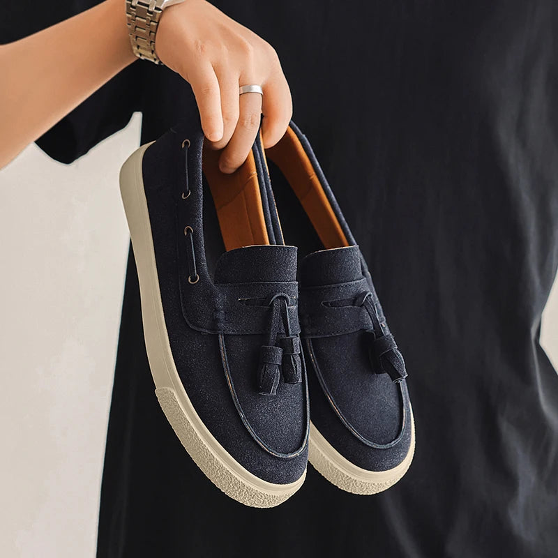 Suede Leather Handmade Loafers Leisure Walk Male Casual Shoes New Design Casual Slip on Flats Versatile Driving Shoes Moccasins