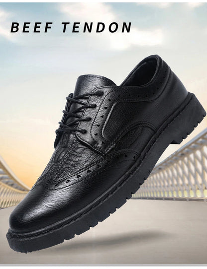 Leather Shoes for Men Luxury High Quality Brogue Shoes comfortable Soft Sole Men's Casual Shoes Lace Up Men Business Dress Shoe
