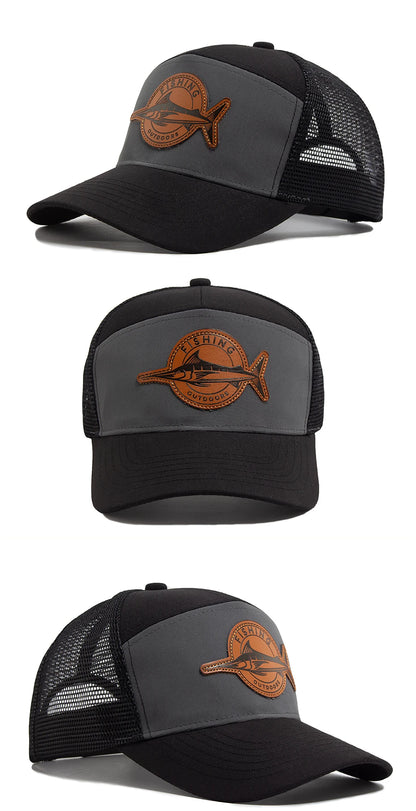 Shark Leather Label Men's Baseball Cap Casual 7 Panel Style Trucker Hat Fashion Hip Hop Mesh Caps Summer Women Visor Hats Unisex