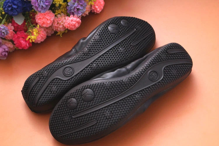 2024 Women Leather Breathable Ladies Comfortable Ballet Flats Driving Shoe Fashion Slip on Shallow Loafers Office Flat Boat Shoe