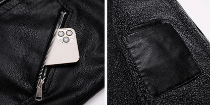 New Men's Leather Jackets Autumn Winter Slim High Quality Motorcycle PU Jacket Man Business Fleece Warm Black Leather Coats