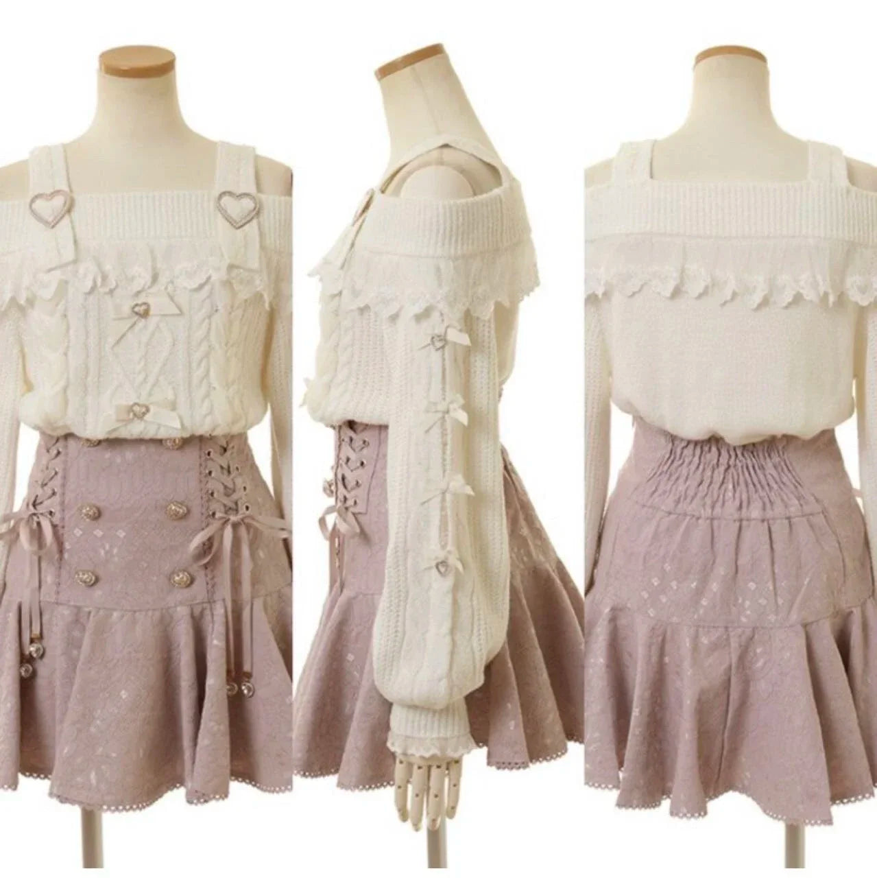 Japanese Sweet Bow Long-sleeve Knitted Pullover Sweater Autumn Winter New Off-shoulder Sexy Lolita Girls Liz Sweater Jumper Top