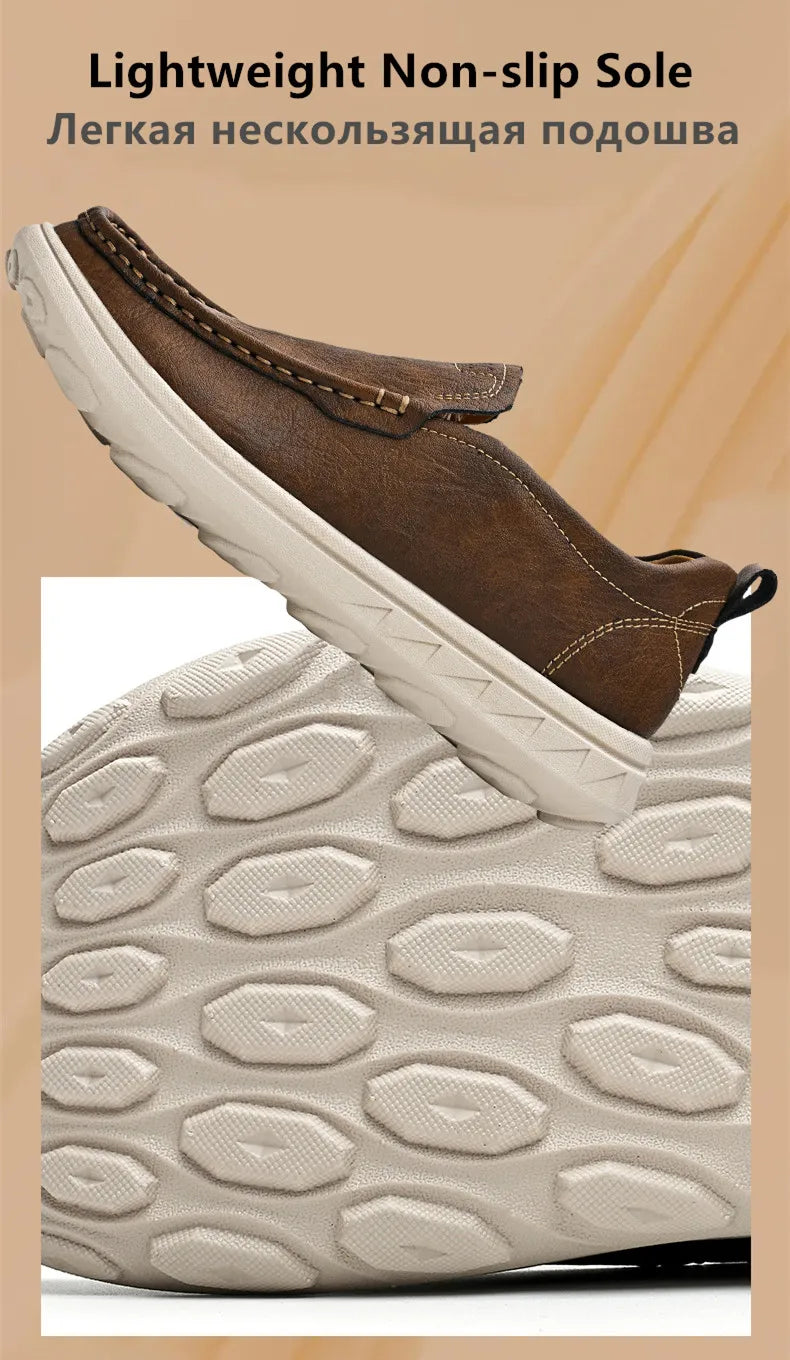 New Leather Men's Loafers Luxury Men Casual Shoes Fashion Lightweight Driving Shoes Breathable Men's Shoes Handmade Flat Shoes