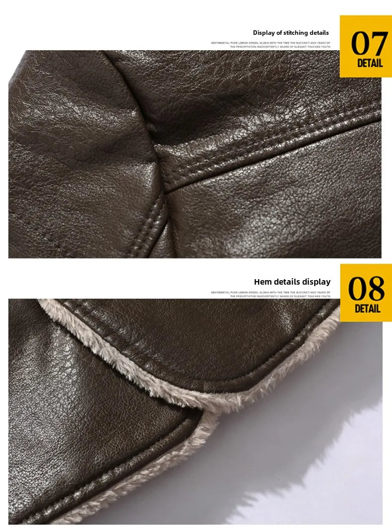 Men Coat Winter Long Leather Jacket Casual Jackets Coats New Faux Leather Vintage Biker Jacket Men Windproof Motorcycle Jacket