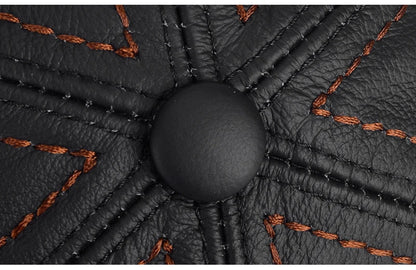 Men Real Cowhide Leather Earlap Caps Male Fall Winter 100% Real Cow Leather Hats New Casual Real Leather Outdoor Baseball Cap