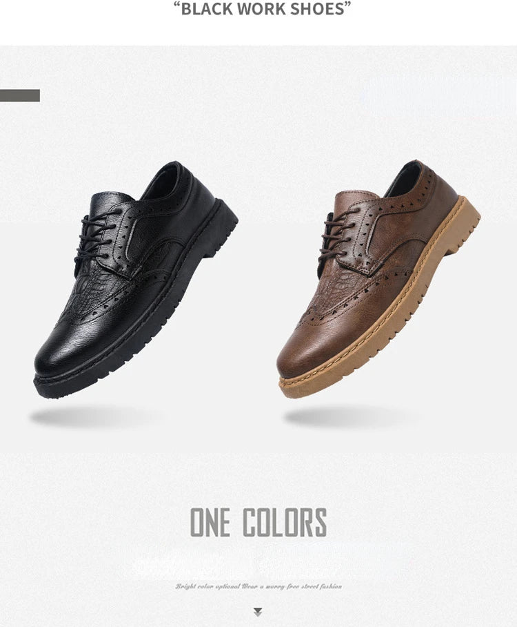 Leather Shoes for Men Luxury High Quality Brogue Shoes comfortable Soft Sole Men's Casual Shoes Lace Up Men Business Dress Shoe