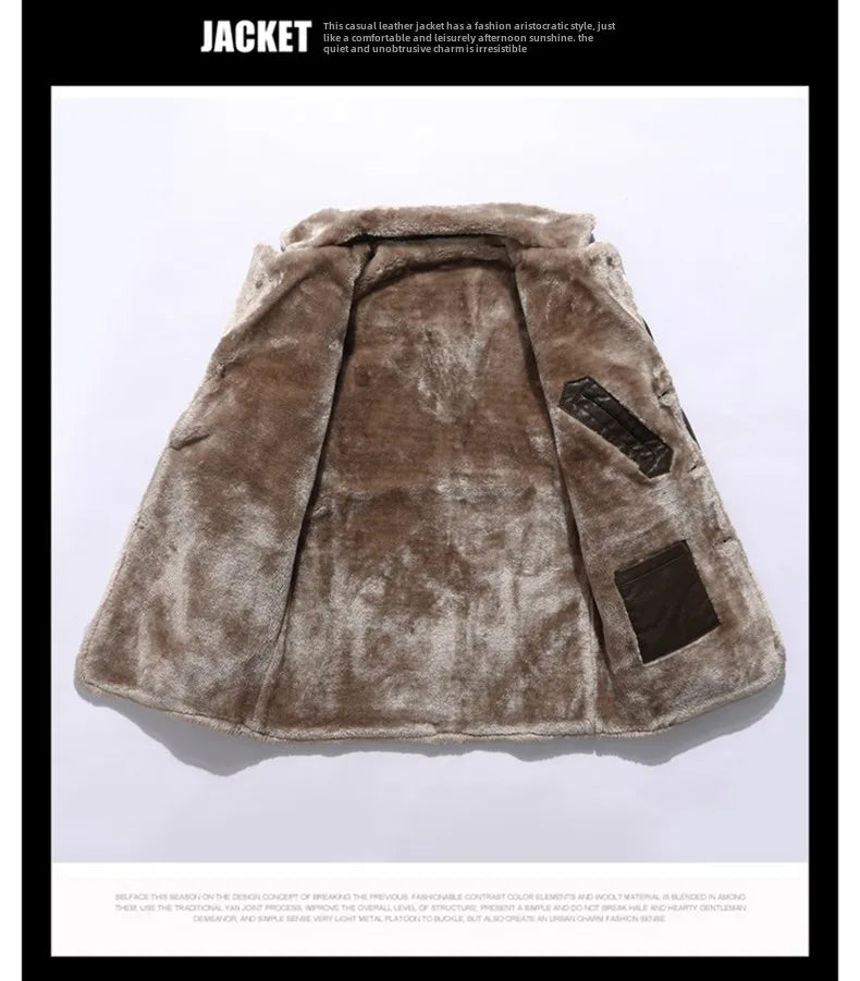 Men Coat Winter Long Leather Jacket Casual Jackets Coats New Faux Leather Vintage Biker Jacket Men Windproof Motorcycle Jacket