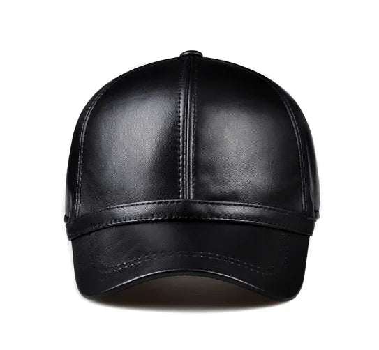 New Men Real Leather Baseball Caps Sheepskin Casual  Men Youth Duck Tongue Warm Hats Hip Pop Bonnet Femme