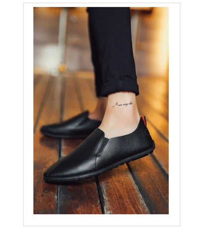 Leather Shoes Men's Shoes 2023 Spring and Autumn Season New Soft Sole Bean Shoes, Casual Shoes, Men's Lazy Shoes, Single Shoes