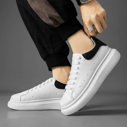 White Leather Men Casual Shoes Platform Outdoor Mens Walking Running Sneakers Breathable Board Shoes Women Tennis Sport Shoes