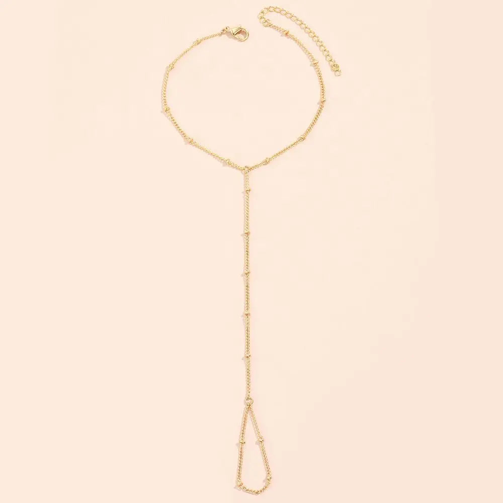 Jewelry for Women Girls Hand Accessories Layered Wrist Chain Finger Ring Bracelet Linked Finger Hand Harness Bangle Slave Chain