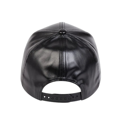 PU leather baseball cap spring and autumn men's solid color leather sun shading duck tongue cap casual hat