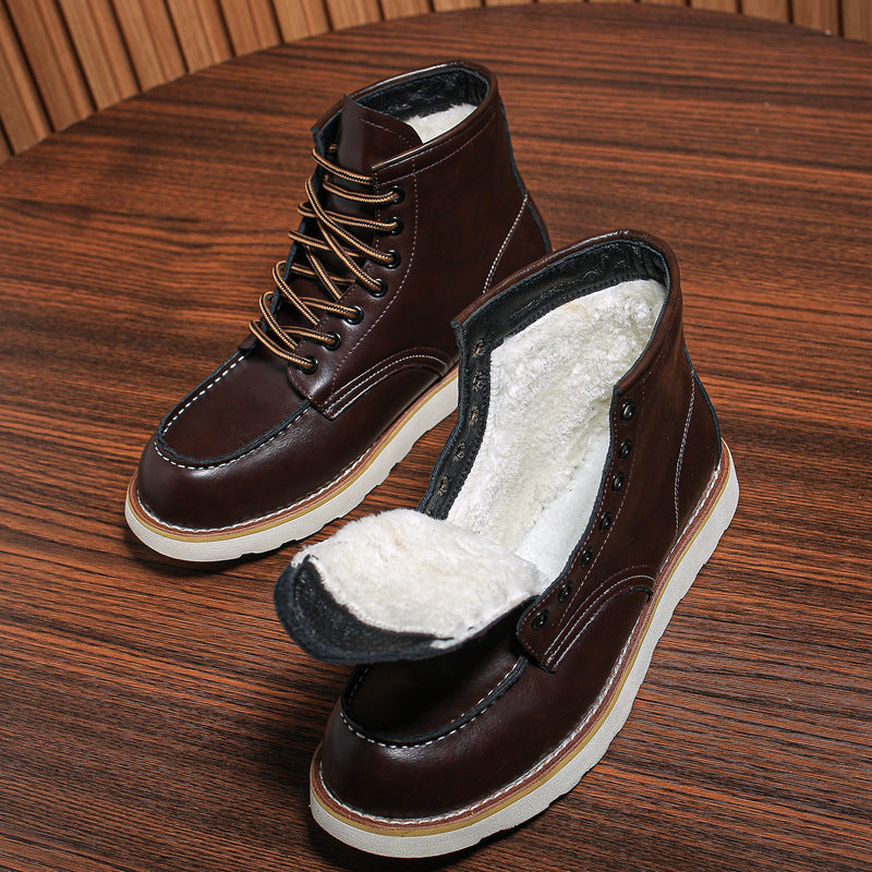 Genuine Leather Men's Boots Vintage Tooling Boots Man Short Boot Rhubarb Boots Men's High Top Men's Shoes Leather
