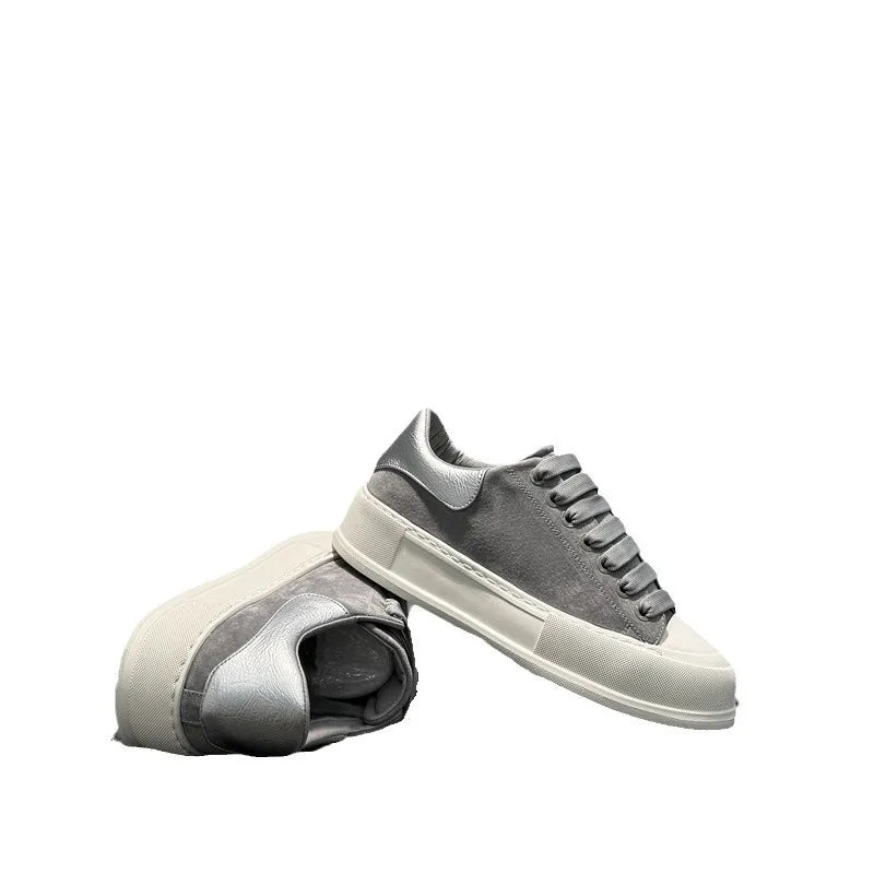 Leather board shoes new lace-up low-top trendy thick-soled versatile sports and leisure shoes