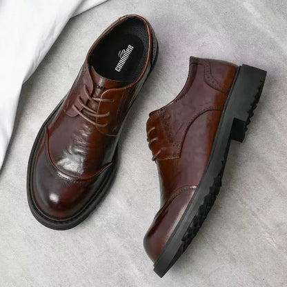 2025 Soft Leather Men's High-end Leather Trendy Business Casual Tooling Big Head Thick Sole Non-slip Loafers Shoes