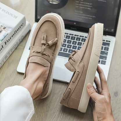 Suede Leather Handmade Loafers Leisure Walk Male Casual Shoes New Design Casual Slip on Flats Versatile Driving Shoes Moccasins