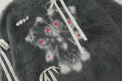 American sweet and cool bow sweater women's autumn and winter new loose soft waxy retro loose sweater outside the coat.