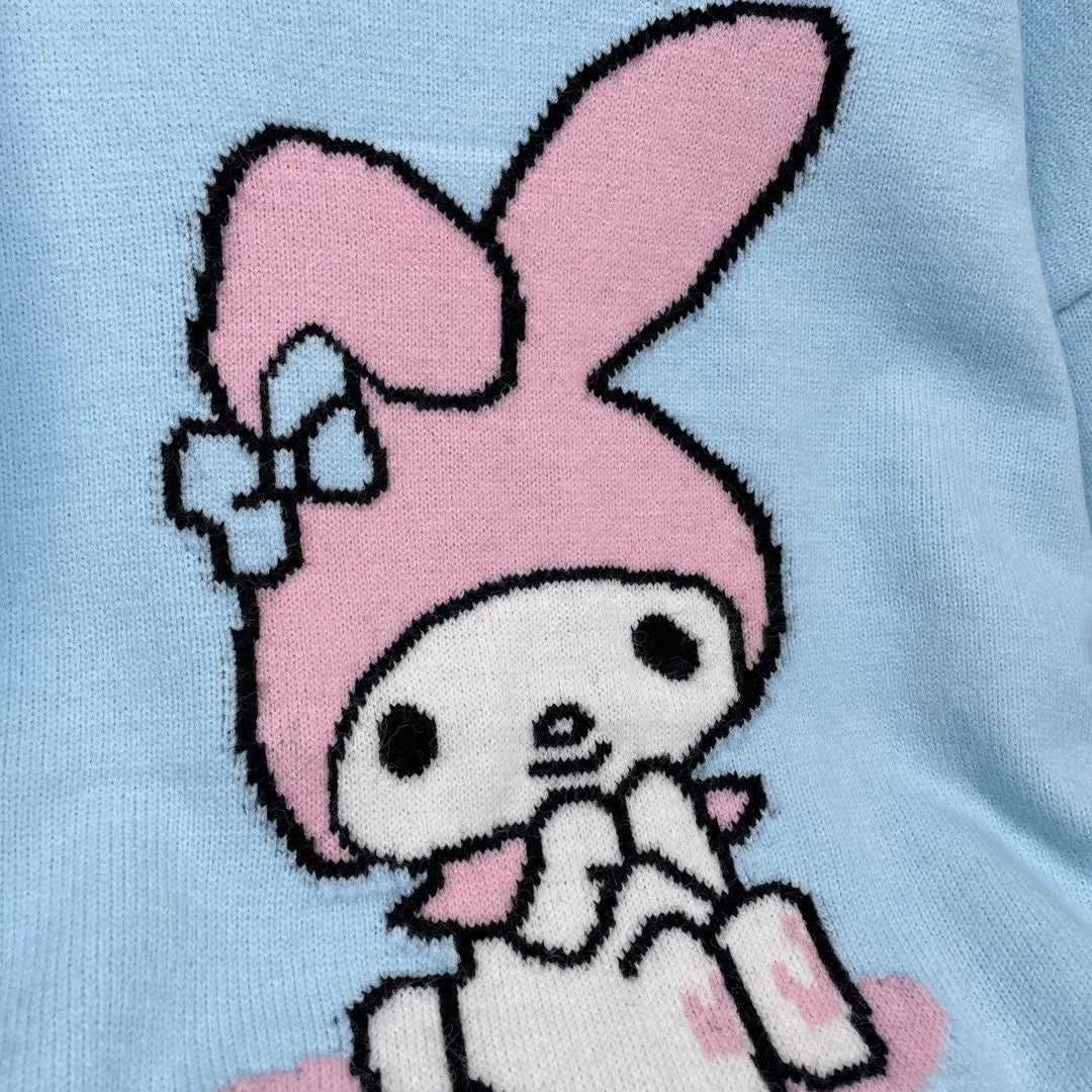 Hot Kawaii Sanrios My Melody Autumn Winter Sweaters for Girls Sweet and Cute Loose Sweatshirts for Couples Casual Versatile Tops