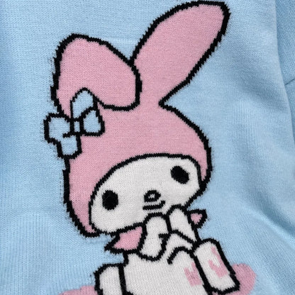 Hot Kawaii Sanrios My Melody Autumn Winter Sweaters for Girls Sweet and Cute Loose Sweatshirts for Couples Casual Versatile Tops