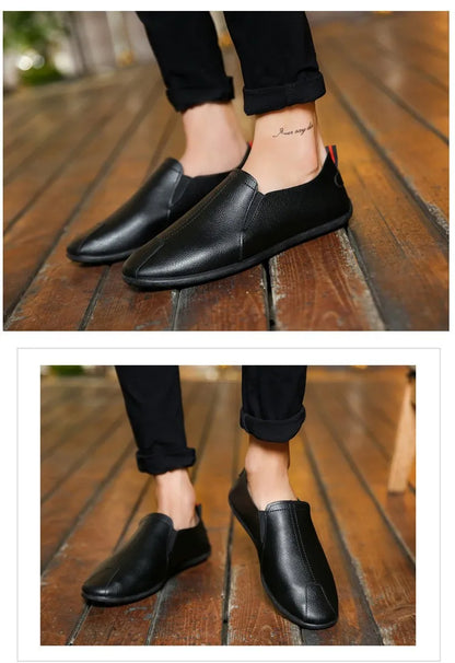 Leather Shoes Men's Shoes 2023 Spring and Autumn Season New Soft Sole Bean Shoes, Casual Shoes, Men's Lazy Shoes, Single Shoes