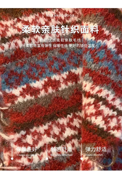 Women's Winter Scarf Sweet Style Warm Scarf Knitted Wool Scarf  Winter High End Retro Thickened Warm Woolen Scarf Fashion Scarf