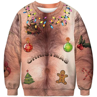 Christmas Sweater Novelty Funny Light Up Ugly Christmas Sweater For Men And Women 3D Printing Pullover Jumpers Warm Sweater