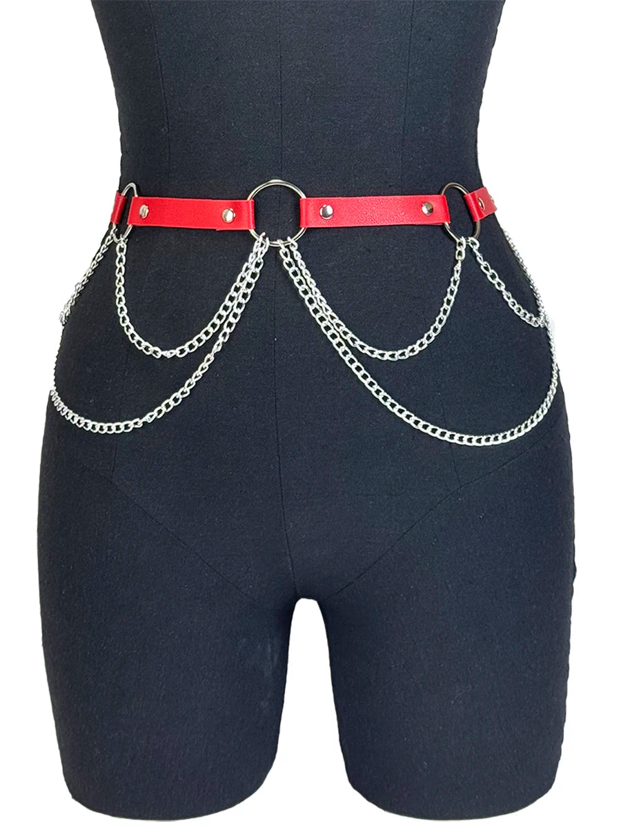  Women Fashion Waistband Accessory Leisure Punk Gothic Clothing Jewelry Belt Sexy Leather Harness Belt Waist Chain Harness