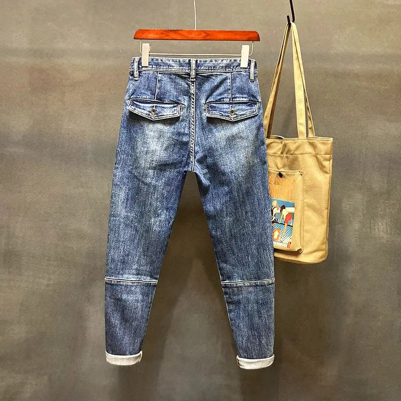 Jeans for Men Harem Torn High Quality Loose Mens Cowboy Pants Buggy Stylish Punk Boot Cut Vintage Ripped Washed Retro Trousers L